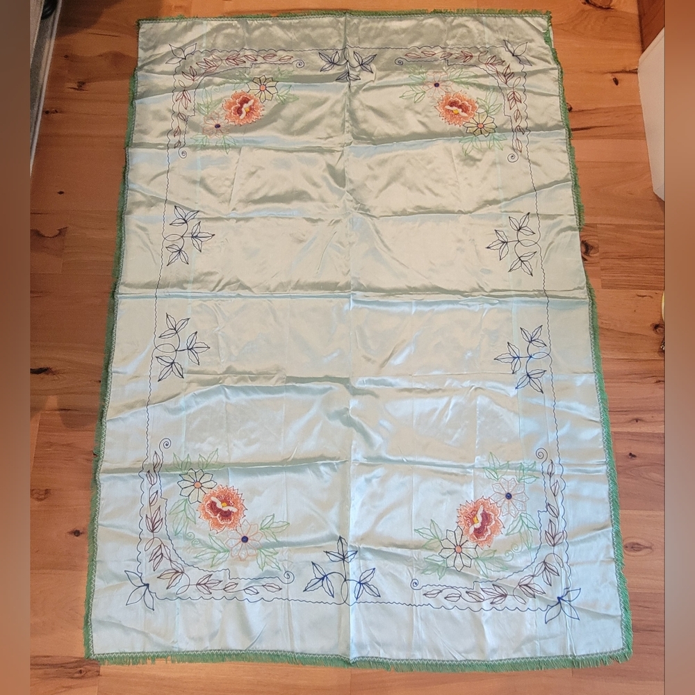 Vintage Silk Fringe Tablecloth